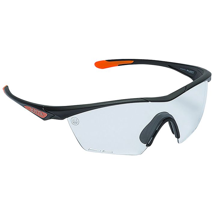 Beretta USA OC031A2354014HUNI Clash Shooting Glasses Clear Lens Black with Orange Accents Frame