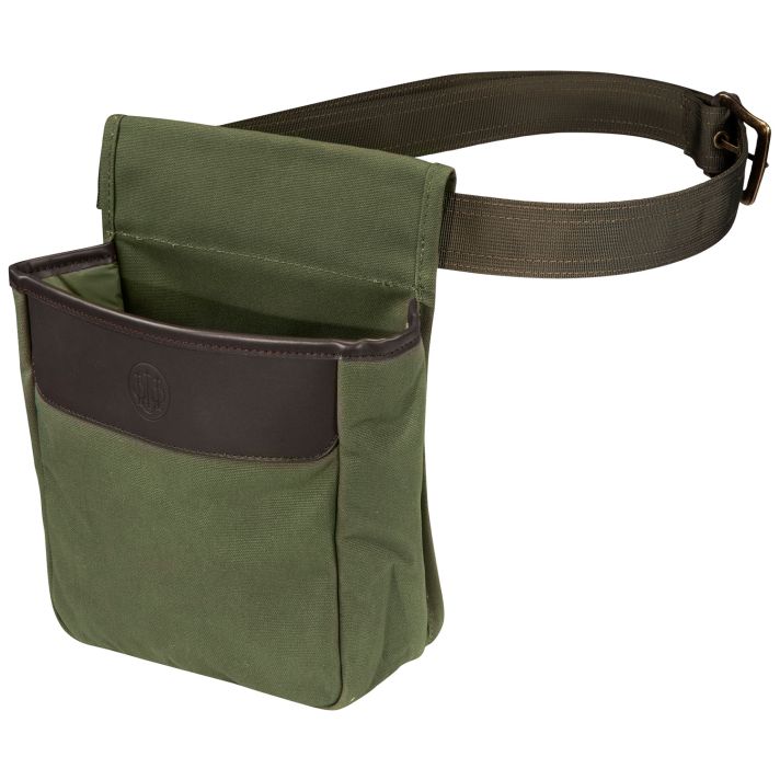 Beretta USA BS961020610076 Waxwear Shell Pouch Green Cotton/Leather 50rd