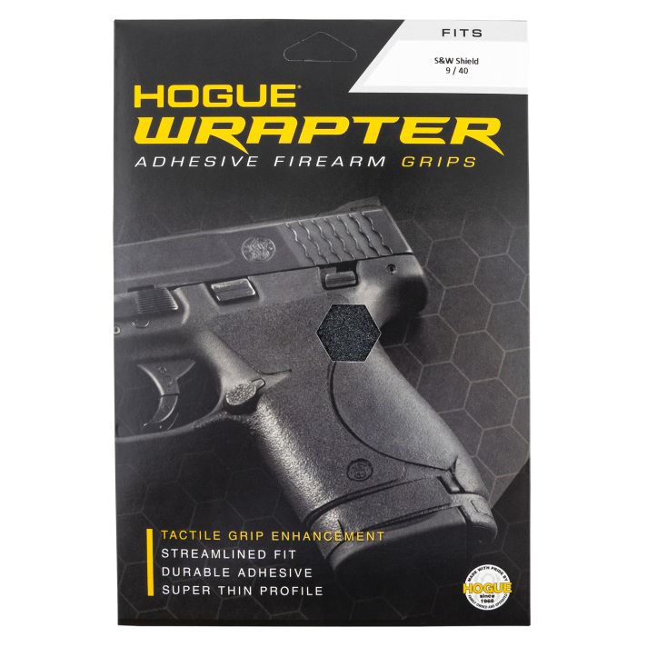 Hogue 18449 Wrapter Adhesive Grip made of Heavy Grit with Black Finish for S&W M&P Shield 9, 40