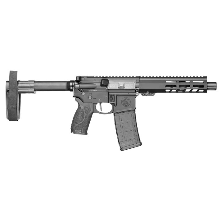Smith & Wesson 13658 M&P15223 / 5.56 NATO 7.50" Armornite Barrel 30+1, Fixed Arm Brace, Black Interchangeable Palmswell Grip Inserts, Manual Safety, Straight Buffer Tube, Optics Ready