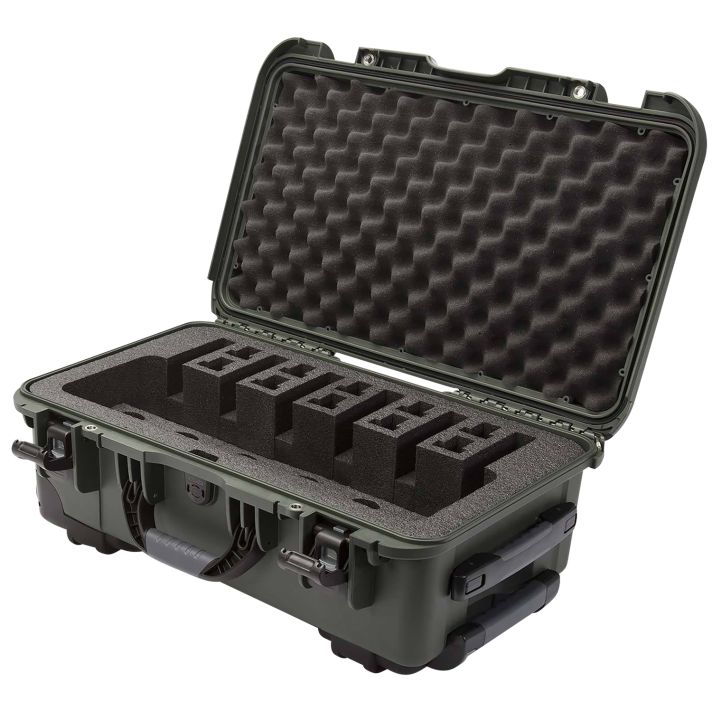 Nanuk 9356UP6 935 6 Up Pistol Case Olive Polymer w/ Closed-Cell Foam Padding 22" L x 14" W x 9" H Interior Dimensions