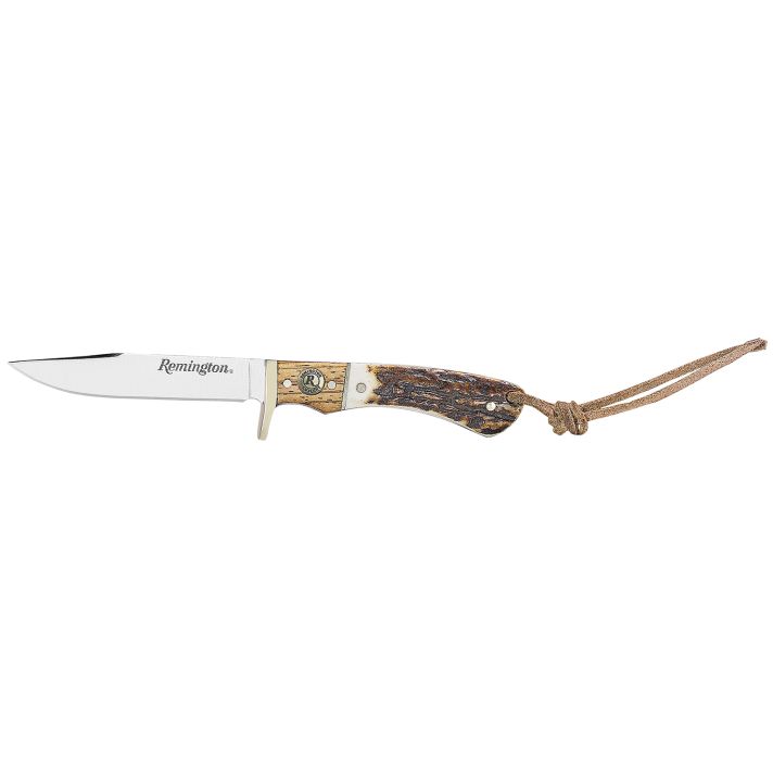 Remington Accessories 15655 Guide Jr. 6.50" Fixed Skinner Stainless Steel Blade, Stag Bone Handle w/Remington Shield, Nickle Silver Bolsters, Includes Sheath