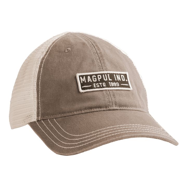 Magpul MAG1260-252 Established Garment Trucker Hat Driftwood Adjustable Snapback OSFA Embroidered Patch