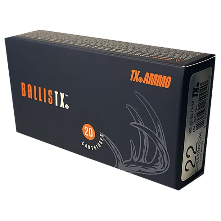 Texas Ammo Inc RTXA22C80ELDM BallisTX22Creedmoor 80gr Extremely Low Drag Match 20 Per Box/25 Case