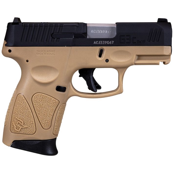 Taurus 1G3CP931T G3C9mm Luger Caliber with 3.26" Barrel, 12+1 Capacity, Brown Polymer with Picatinny Rail Frame, Serrated Matte Black Tenifer Steel with T.O.R.O Optic Cut Slide, & Brown Polymer Grip