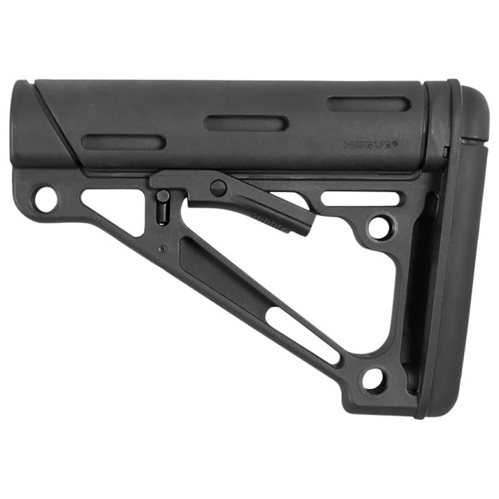 Hogue 15040 OverMolded Collapsible Buttstock made of Synthetic Material with Black Finish & Overmolded Rubber for Mil-Spec AR-15, M16