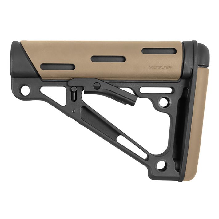 Hogue 15340 OverMolded Collapsible Buttstock made of Synthetic Material with Black Finish & Flat Dark Earth OverMolded Rubber for AR-15, M16, M4 with Mil-Spec Buffer Tube (Tube Not Included)