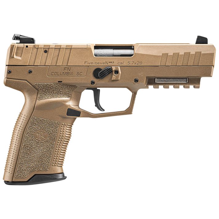 FN 66101275 Five-seveN MRD 5.7x28mm4.80" Barrel 20+1, Flat Dark Earth Polymer Frame With Mounting Rail & Serrated Trigger Guard, Optic Cut FDE Steel Slide, No Manual Safety, Optics Ready