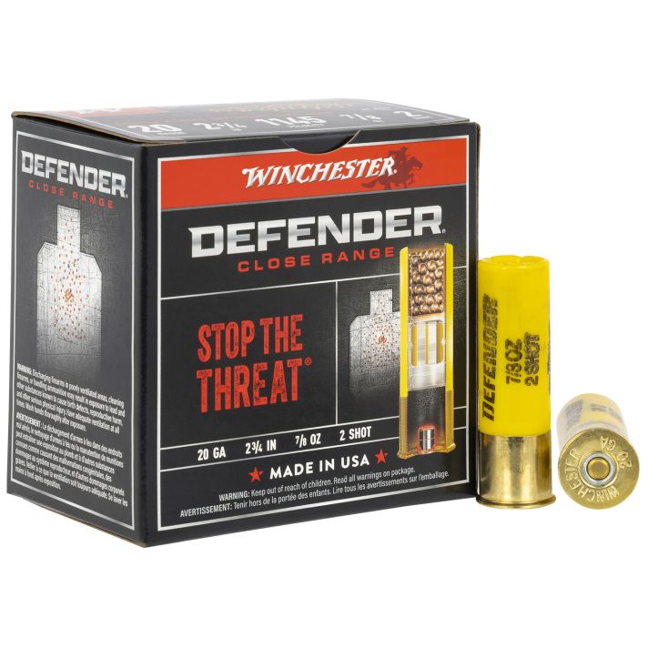 Winchester Ammo S202PD25 Defender20Gauge 2.75" 7/8oz 2Shot 25 Per Box/10 Case