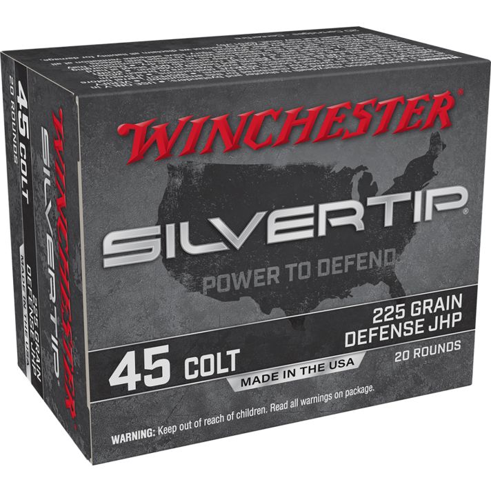 Winchester Ammo W45CST Silvertip45Colt 225gr Silvertip Jacket Hollow Point 20 Per Box/10 Case