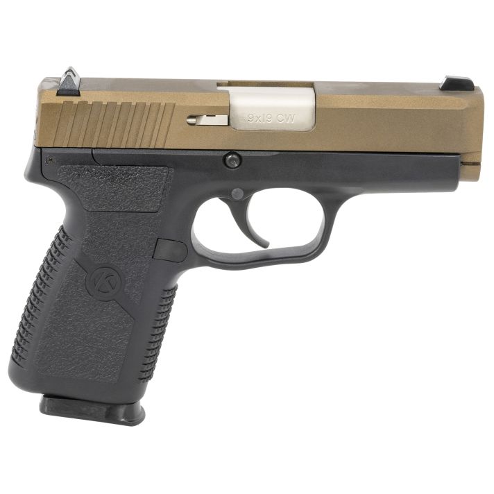 Kahr Arms CW90G93BB CW99mm Luger 7+1 3.50" Matte Stainless Barrel, Burnt Bronze Cerakote Serrated Steel Slide, Black Polymer Frame, Black Textured Polymer Grips