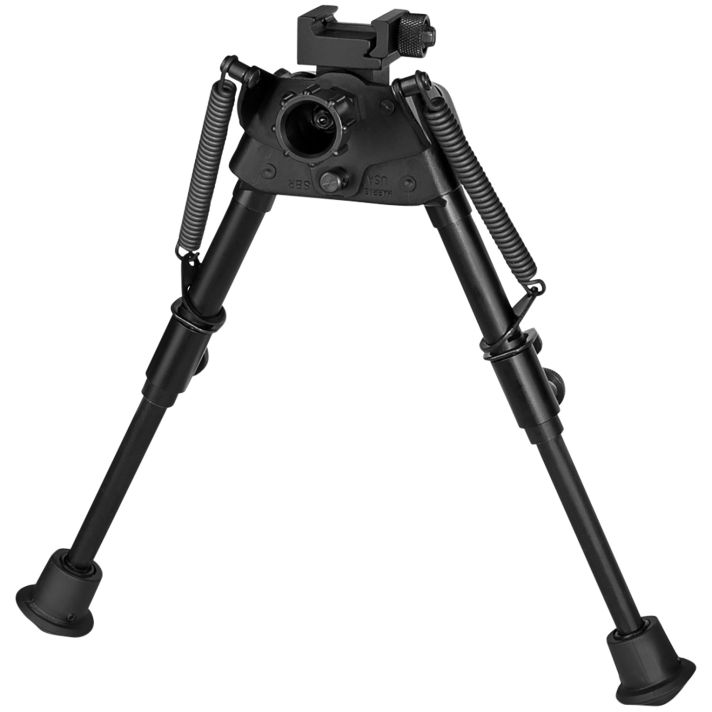 Harris Bipods S-BRP Swivel BR Picatinny, 6-9", Black Steel/Aluminum, Rubber Feet