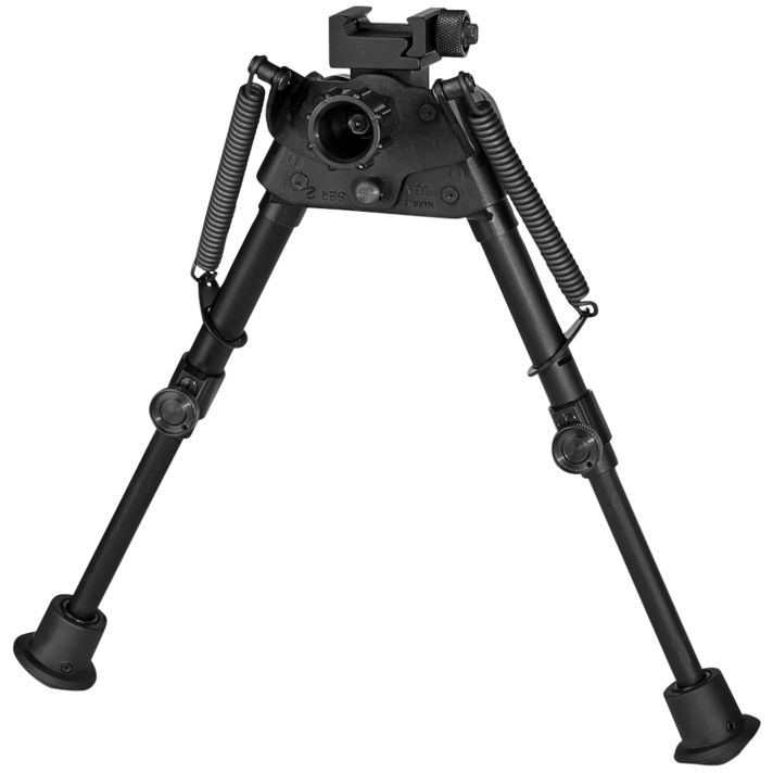 Harris Bipods S-BR2P Swivel BR Picatinny, 6-9", Black Steel/Aluminum, Self Leveling Legs, Rubber Feet