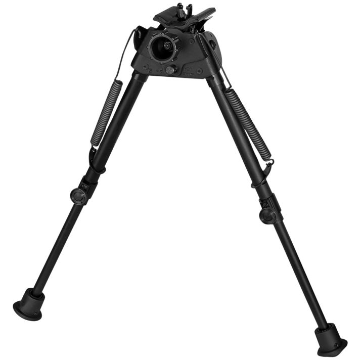 Harris Bipods S-L2 Swivel L Swivel Stud, 9-13", Black Steel/Aluminum, Self-Leveling Legs, Rubber Feet