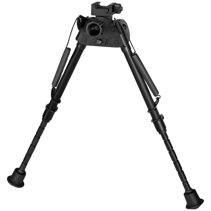 Harris Bipods S-LMP Swivel L Picatinny, 9-13", Black Steel/Aluminum, Notched Legs, Rubber Feet
