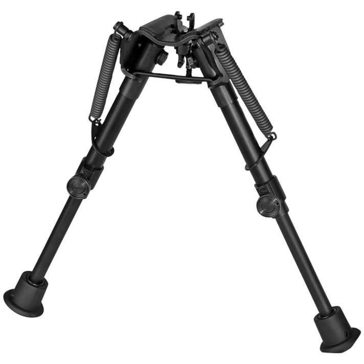 Harris Bipods 1A2-BR2 Non-Swivel BR Swivel Stud, 6-9", Black Steel/Aluminum, Self Leveling Legs, Rubber Feet (No Sling Stud Provision)