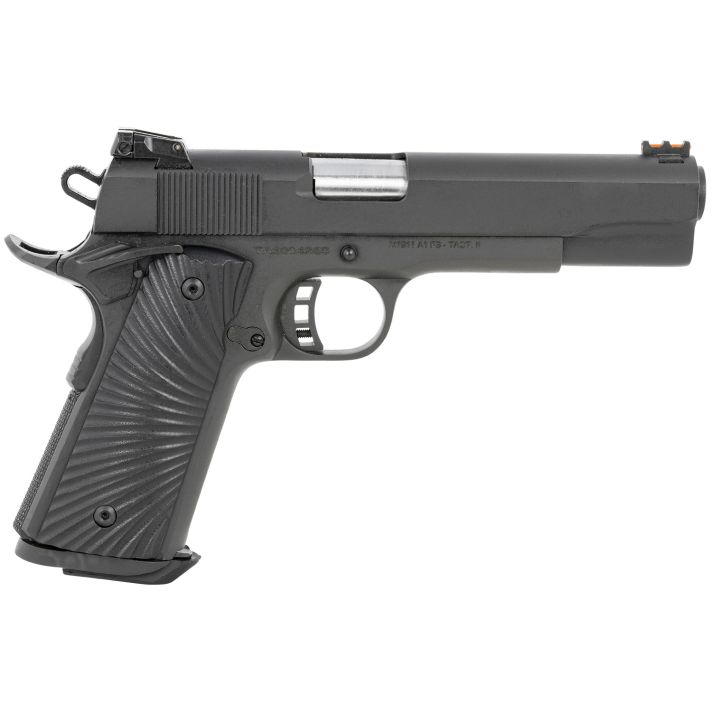 Taylors & Company 230056 1911 Tactical Full Size 10mm Auto 8+1, 5" Stainless Steel Barrel, Black Parkerized Serrated Slide, Black Parkerized Steel Frame w/Beavertail, Black/Gray G10 Grip