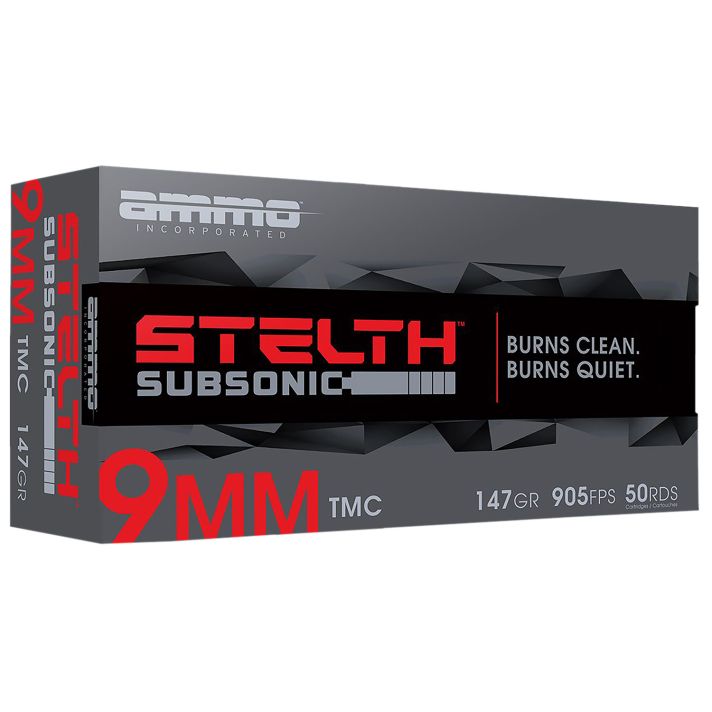 Ammo Inc 9147TMCSTL stelTH9mm Luger 147gr Total Metal Case 50 Per Box/20 Case