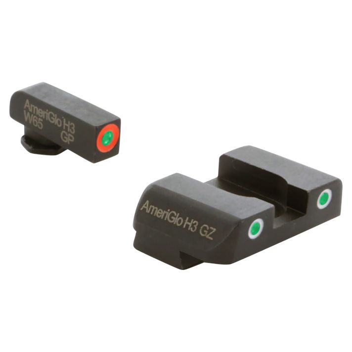 AmeriGlo GL241 Custom Classic Sight Set for GlockGreen Tritium Orange Outline Front Sight-Green Tritium White Outline Rear Sight