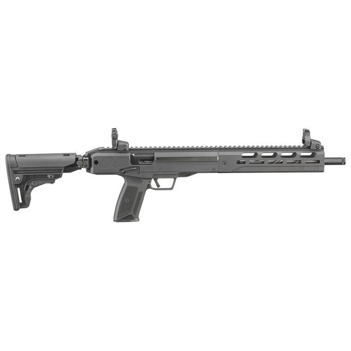 Ruger 19300 LC Carbine5.7x28mm 16.25" Threaded Barrel 20+1, Black, Folding Stock, OEM Flip-Up Sights
