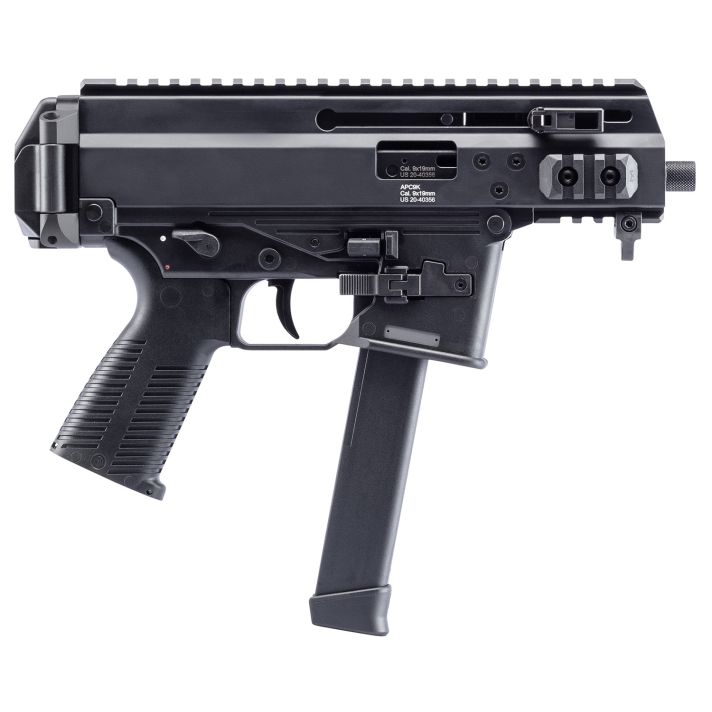 B&T Firearms 36176502G APC9K9mm Luger 33+1 4.30" Black Steel Barrel, Black Picatinny Rail Receiver, Brace Adapter, Black Polymer Grips, Ambidextrous