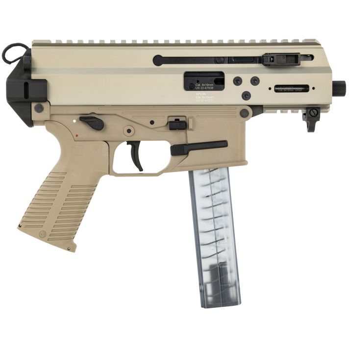 B&T Firearms 36176502CT APC9K9mm Luger 30+1 4.30" Black Steel Barrel, Coyote Tan Picatinny Rail Receiver, Brace Adapter, Coyote Polymer Grips, Ambidextrous