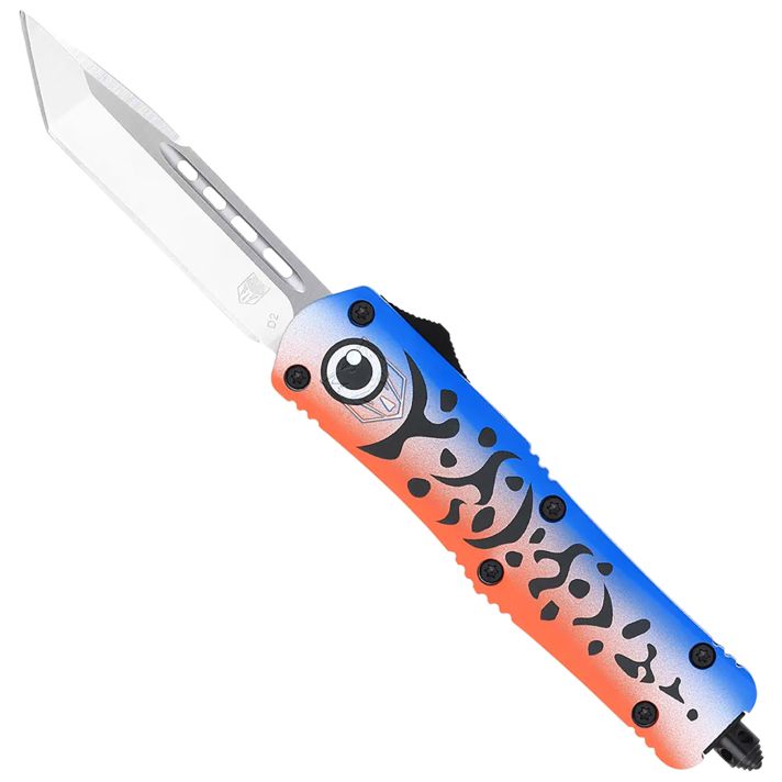 CobraTec Knives MFLBLUFS3TNS FS-3 Fishing Lure Medium 3" OTF Tanto Plain Satin D2 Steel Blade, 4.50" Blue Fishing Lure Aluminum Cerakoted Handle