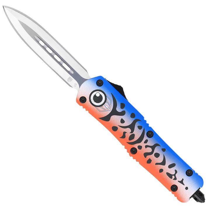 CobraTec Knives MFLBLUFS3DAGNS FS-3 Blue Lure Medium 3" OTF Dagger Plain Satin D2 Steel Blade, 4.50" Blue Fishing Lure Aluminum Cerakoted Handle