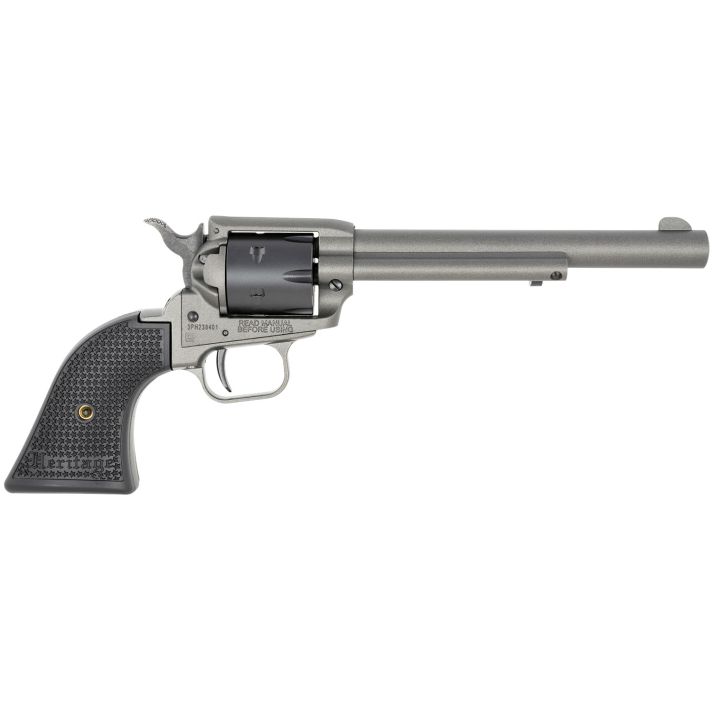 Heritage Mfg RR22C6 Rough Rider22 LR 6 Shot. 6.50" Tungsten Gray Cerakote Steel Barrel & Frame, Black Satin Cylinder, Black Star Polymer Grip, Hammer/Thumb Safety, Exposed Hammer
