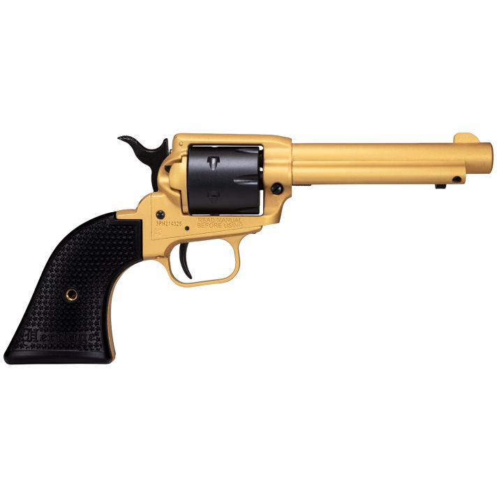 Heritage Mfg RR22S4 Rough Rider22 LR 6 Shot 4.75" Gold Cerakote Steel Barrel & Frame, Black Satin Cylinder, Black Polymer Grips Features Black Accents
