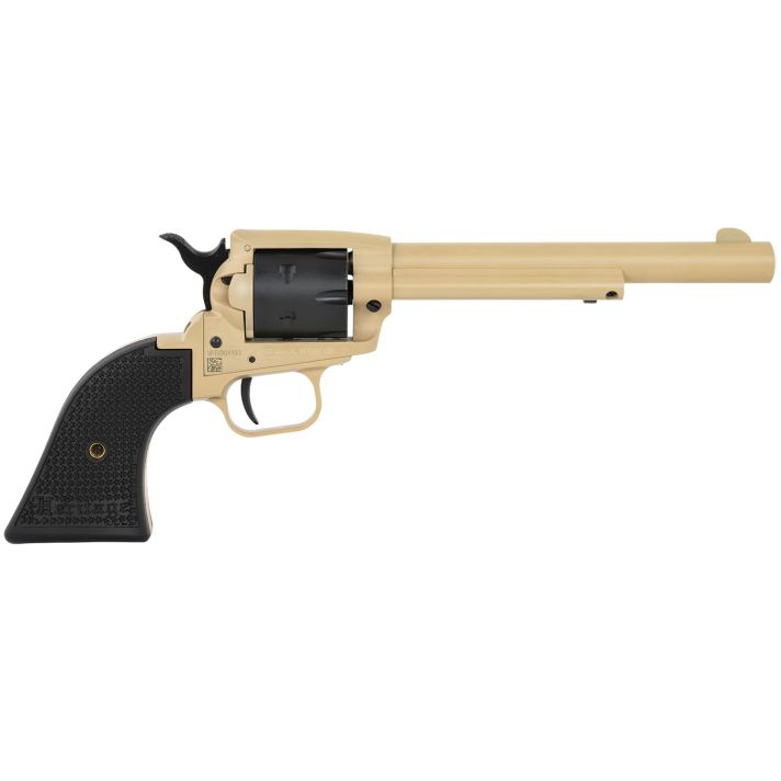 Heritage Mfg SRR22V6 Rough Rider22 LR 6 Shot, 6.50" Sabre Sand Cerakote Steel Barrel & Frame, Black Satin Cylinder, Black Polymer Grip, Hammer/Thumb Safety, Exposed Hammer