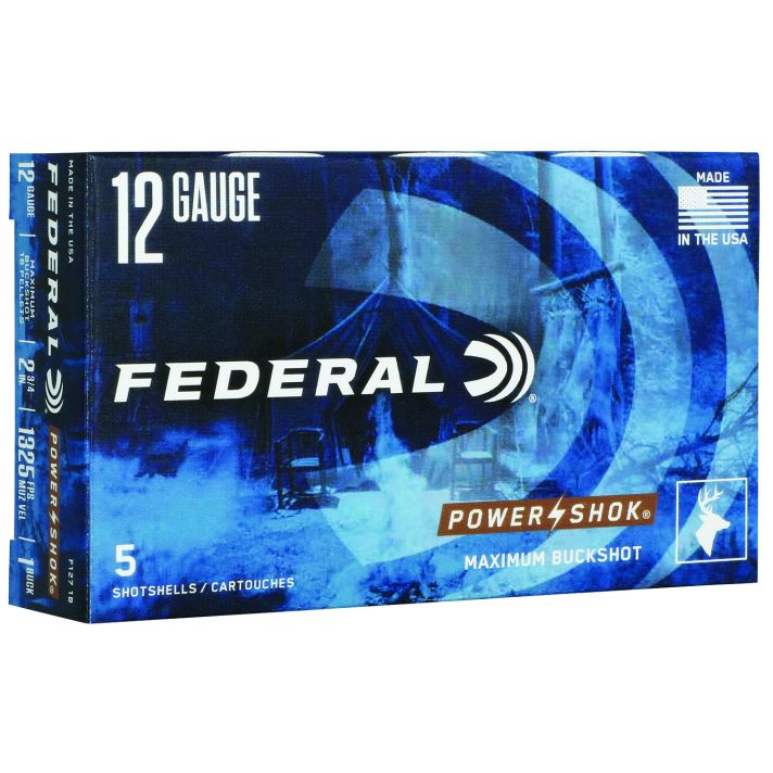 Federal F1271B Power-Shok Max Buck 12Gauge 2.75" 1BuckShot 5 Per Box/50 Case