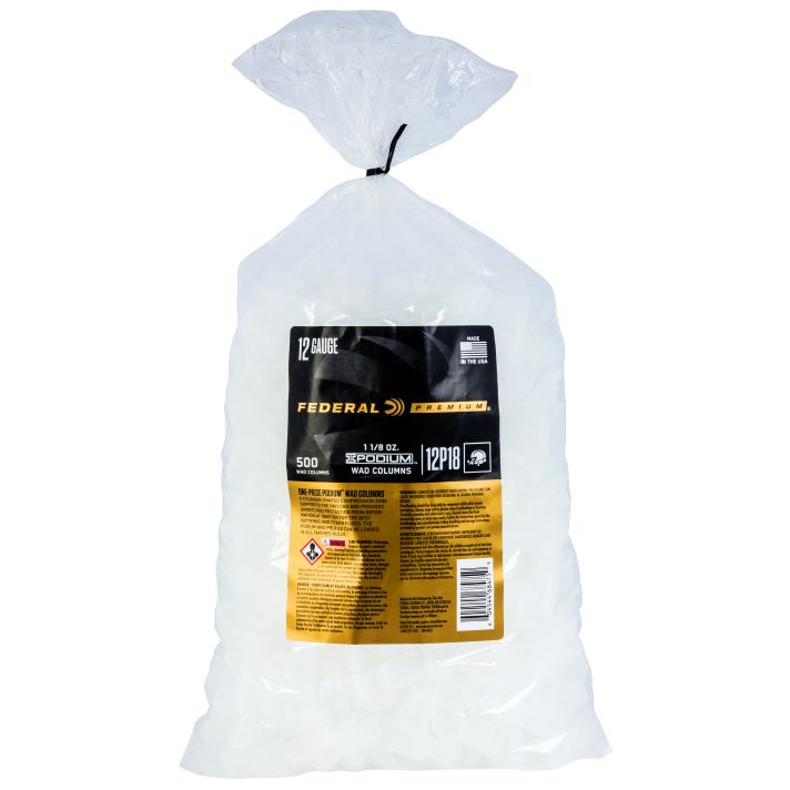Federal 12P18 Podium Wad Premium 12Gauge 1 1/8oz White Plastic 500/ 10