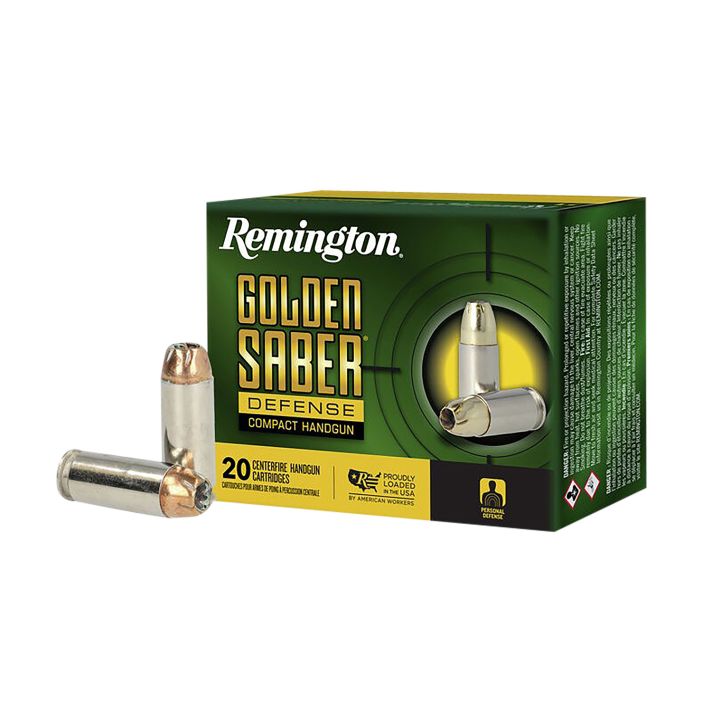 Remington Ammunition R21370 Golden Saber Defense 10mmAuto 180gr Brass Jacketed Hollow Point 20 Per Box/25 Case