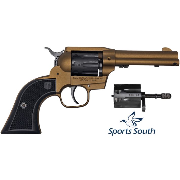 Diamondback DB055AA041 Sidekick22LR/22 WMR 9rd Shot 4.50" Burnt Bronze Burnt Bronze Black Cerakote Cylinder Black Checkered Nylon Grips