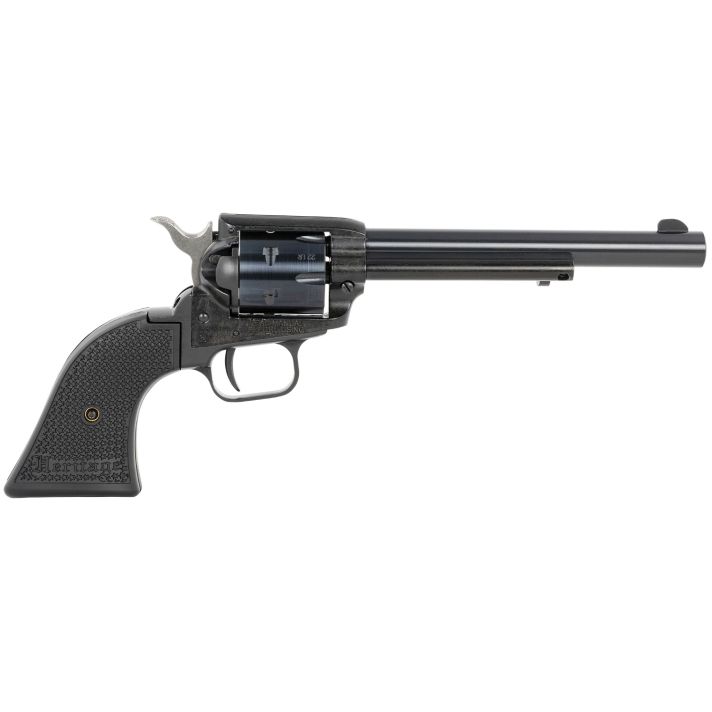 Heritage Mfg RR22B6PG Rough Rider22 LR 6 Shot, 6.50" Black Steel Barrel, Black Zinc Alloy Frame, Black Cylinder, Black Polymer Grip, Hammer/Thumb Safety, Exposed Hammer