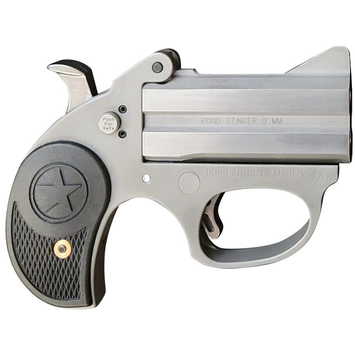 Bond Arms BASRS Stinger38 Special 2rd 3" Rough Series Stainless Steel Double Barrel & Frame, Rebounding Hammer, Black Rubber Grips, Manual Safety