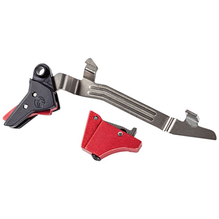 Timney Triggers ALPHAGLOCK34LRGRED Alpha Competition 45 ACP/10mm Auto, Red Straight Trigger, Compatible w/Glock Gen3-4