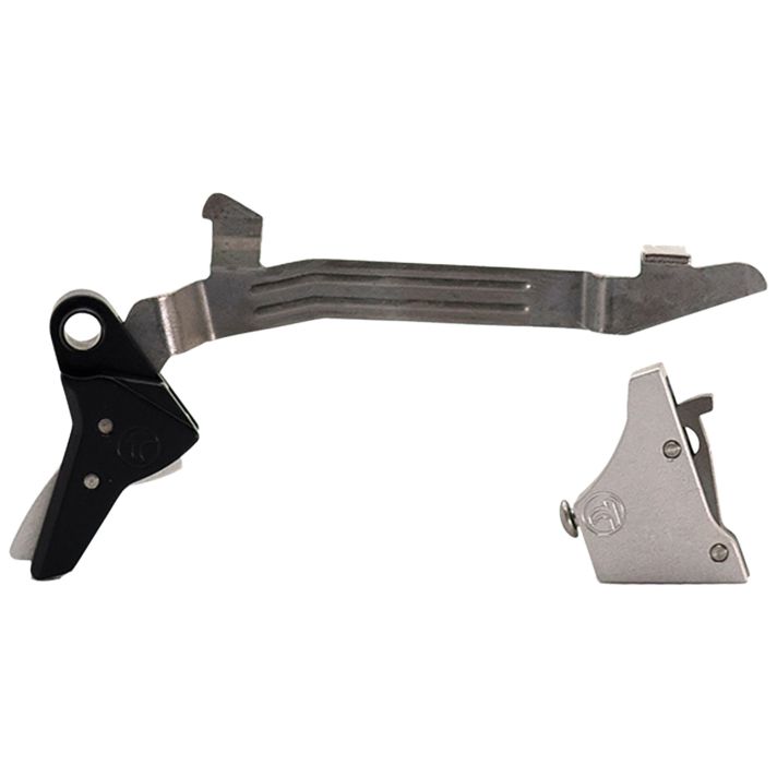 Timney Triggers ALPHAGLOCK34LRGSILVR Alpha Competition 45 ACP/10mm Auto, Silver Straight Trigger, Compatible w/Glock Gen3-4