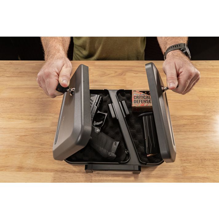 Hornady 95229 Dual-Lid Lock Box Key Entry Black Steel Holds 2 Handguns