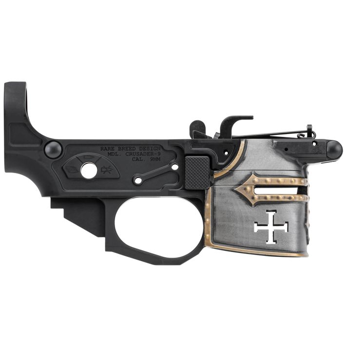 Spikes Tactical STLB960PCH Rare Breed Crusader9mm Luger, Black Anodized Aluminumwith Painted Front for AR-Platform