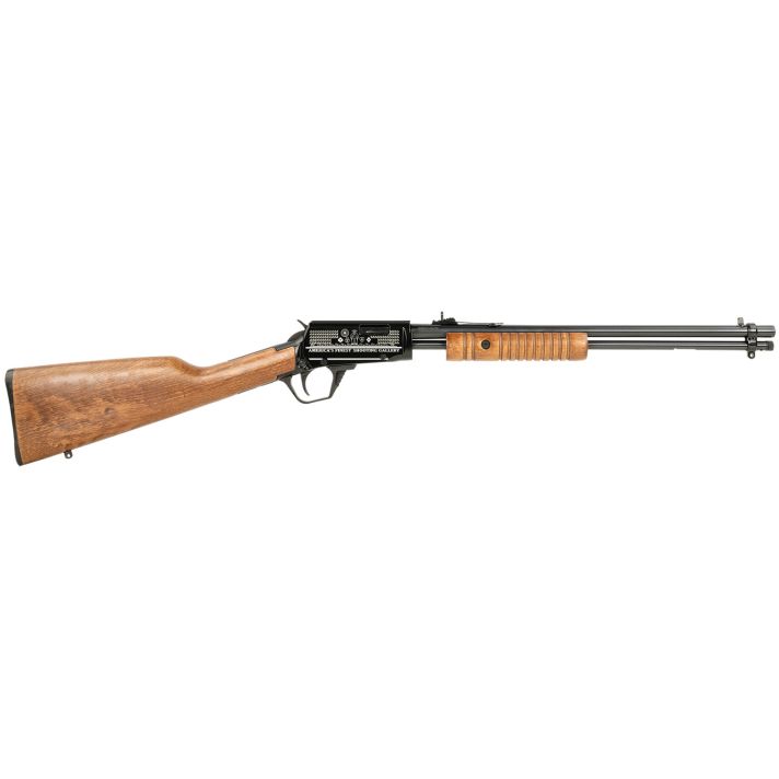Rossi RP22181WDEN07 GalleryFull Size 22 LR 15+1, 18" Polished Black Steel Barrel, Polished Black w/Engraving Steel Receiver, Hardwood Fixed Stock, Right Hand