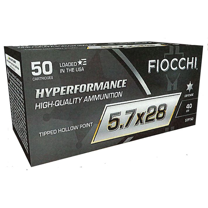 Fiocchi 57PT40 Hyperformance5.7x28mm 40gr Tipped Hollow Point 50 Per Box/10 Case