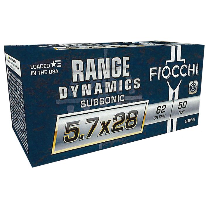 Fiocchi 57SUB62 Range Dynamics Subsonic 5.7x28mm 62gr Full Metal Jacket 50 Per Box/10 Case