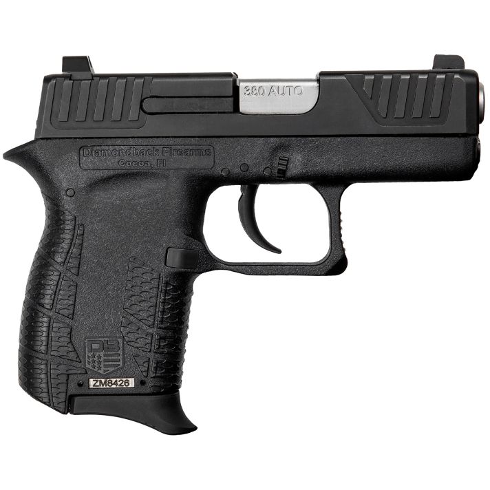 Diamondback DB0100E002 DB380 Gen4 Micro-Compact Frame 380 ACP 6+1, 2.80" Stainless Steel Barrel, Black Nitride Serrated Stainless Steel Slide, Black Polymer Frame w/Beavertail & Grip