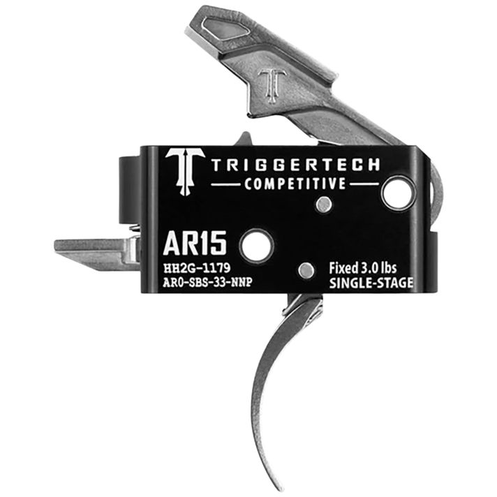 TriggerTech AR0SBS33NNP CompetitiveStainless Pro Curved Single-Stage 3 lbs Fixed for AR-15