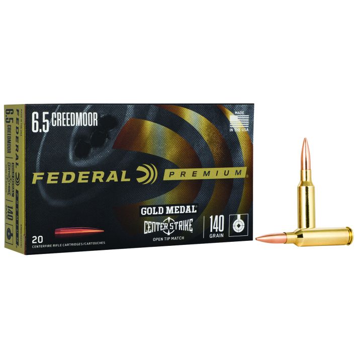 Federal GM65CRDOTM1 Gold Medal Centerfire Rifle 6.5Creedmoor 140gr Open Tip Match 20 Per Box/10 Case
