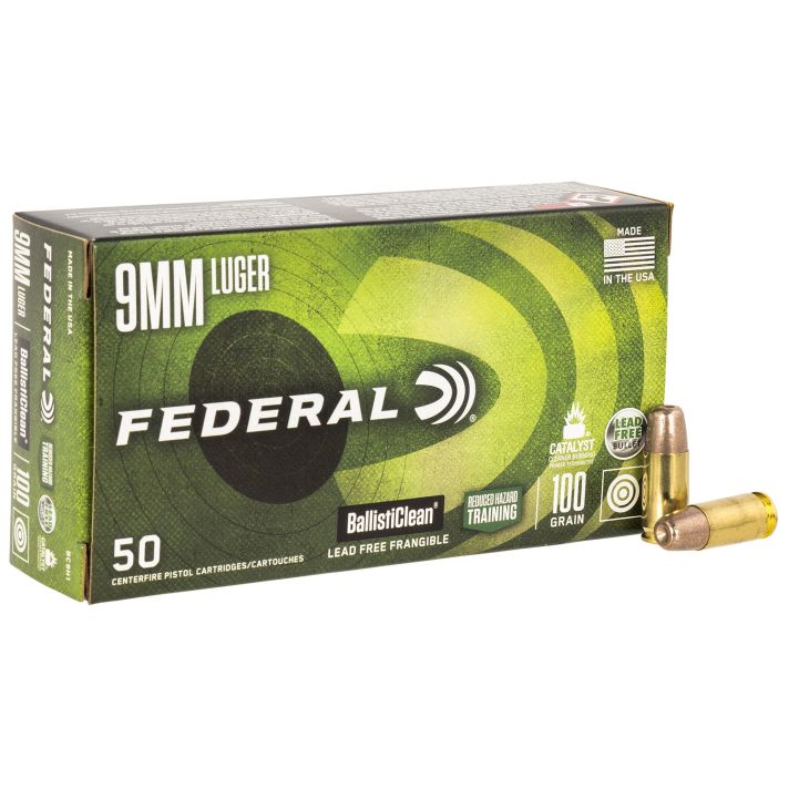 Federal BC9H1 BallistiClean Reduced Hazard Training 9mmLuger 100gr Lead Free Frangible 50 Per Box/20 Case