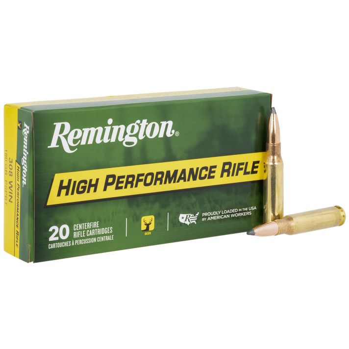 Remington Ammunition R21473 High Performance Rifle 308Win 180gr Pointed Soft Point Boat Tail 20 Per Box/10 Case