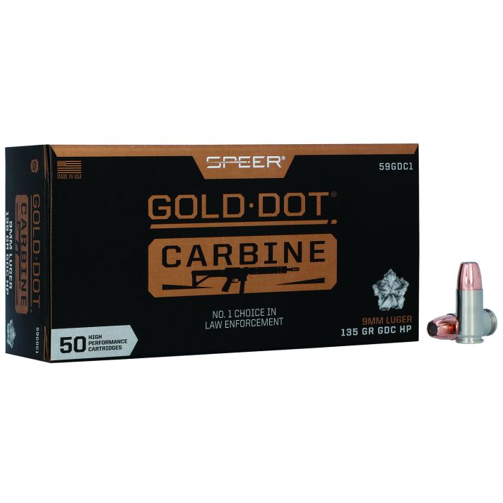 Speer 59GDC1 Gold Dot9mmLuger 135gr Hollow Point 50 Per Box/20 Case